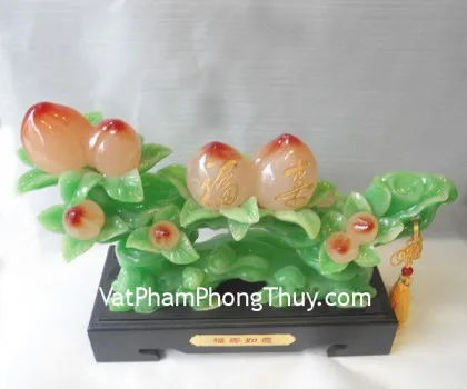 Đào như ý đỏ, đế gỗ lớn - phước thọ như ý A226