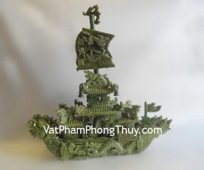Thuyền rồng song long đá lam ngọc R065