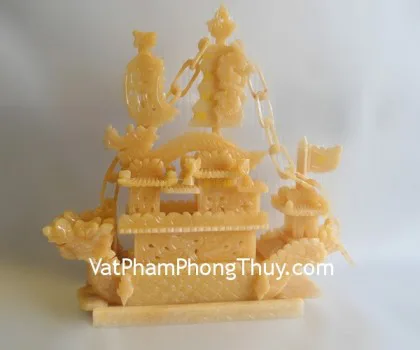 Thuyền rồng song long đá hoàng long R066