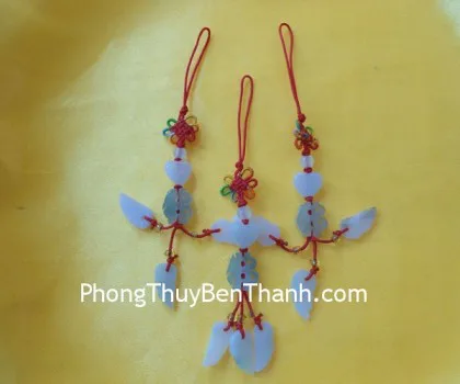 Móc đt trái tim+3 lá+bình an Miến Điện S392