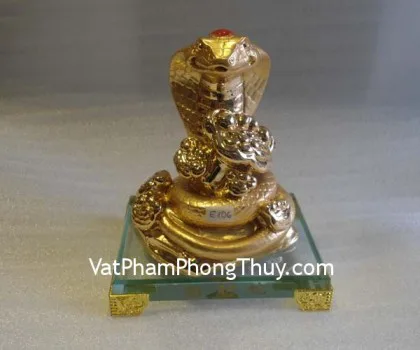 Rắn vàng kim, đế thủy tinh- Chiêu tài (trung) E105
