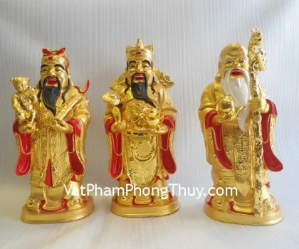 Tam đa phước lộc thọ vàng kim sa đế gỗ trung bộ rời - Phước Tinh LN115-1