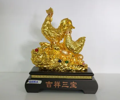 Gia đình gà trên tảng đá  tiền - Cát tường tam bảo FG008A