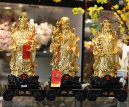 Tam đa phước lộc thọ vàng kim sa lớn - Phước Tinh LN110-1