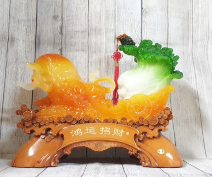 Thần trâu vàng cam ngọc kéo xe cải xanh thiềm thừ trên đống tiền vàng khủng - Hồng Vận Chiêu Tài LN173