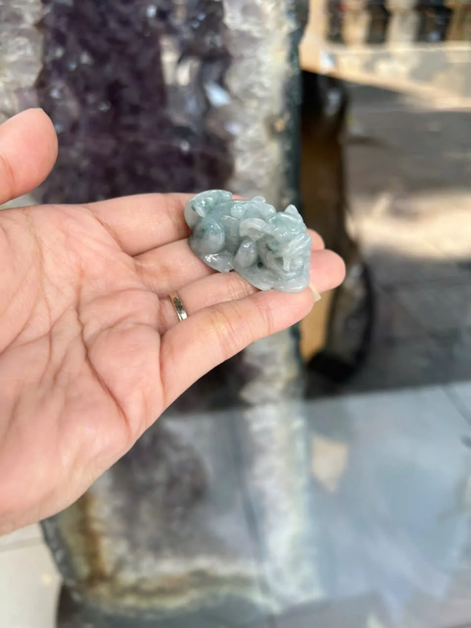 Tỳ hưu ngọc phỉ thúy xanh đậm vân mây A+++++ (GCN 17597 - 30.37 gr) S6897-S1-6621