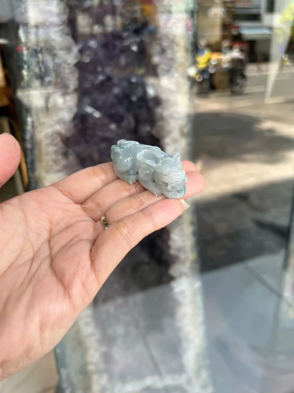 Tỳ hưu ngọc phỉ thúy xanh đậm vân mây A+++++ (GCN 17599 - 33.1 gr) S6897-S1-7216