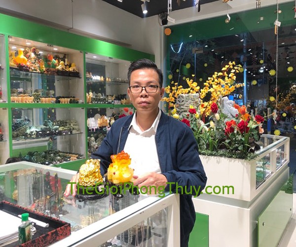 Anh Thi - Khách mua Cặp tỳ hưu đầu cam mình vàng ngọc đuôi như ý đế gỗ - Như Ý Nạp Phước/ Chiêu Tài Tấn Bảo FLN053,Thiềm thừ vàng trên đế gỗ xoay - Chiêu tài kim thiềm FC065A